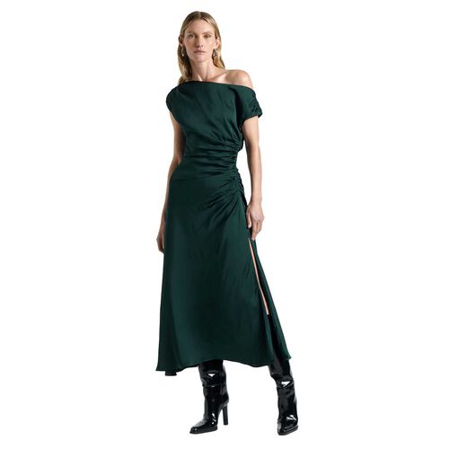 Cue Satin Draped Midi Dress